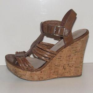 Aldo Platform T-Strap Wedge Sandal Brown